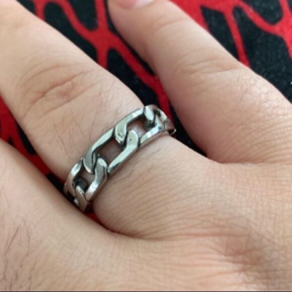 Unisex stainless steel Cuban chain link ring - Picture 5 of 9